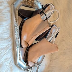 Clarks Cream Peep-Toe Slingback Heels